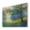 Designart - Summer Forest With River and Waterfall - Traditional Print on Natural Pine Wood